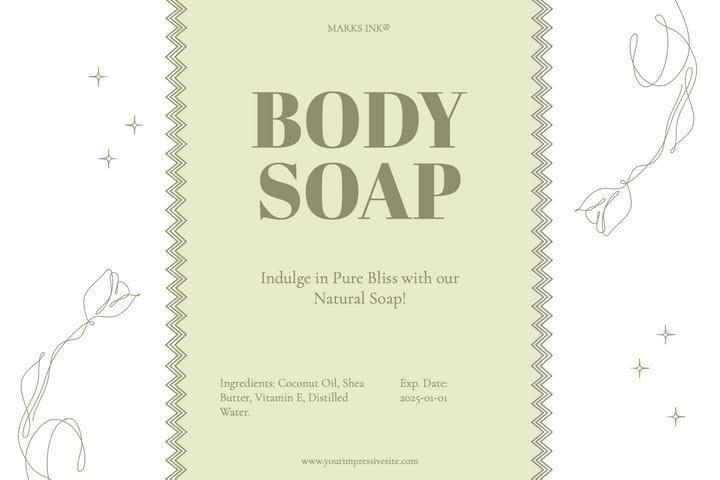 White And Green Elegant Body Soap Product Label
