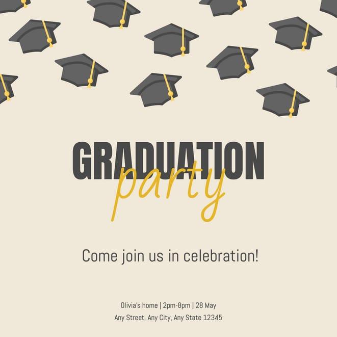 Graduation Party Beige Invitation (Square)