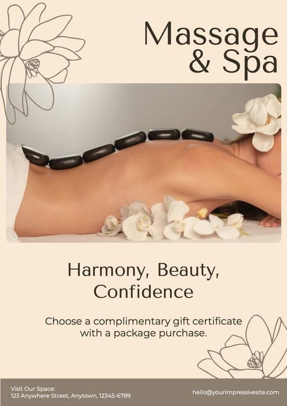 Beige Simple Massage Beauty Flyer