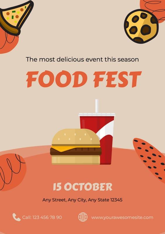 Food Fest Red Junk Food Poster