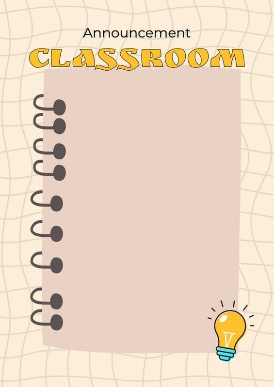 Classroom Announcement Beige A4 Document