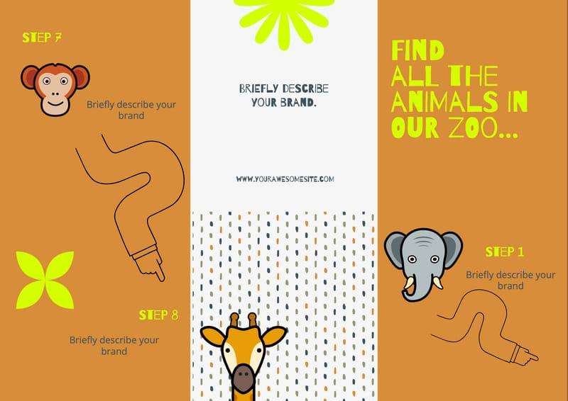 Color Pop Zoo Illustration Kids Trifold Brochure