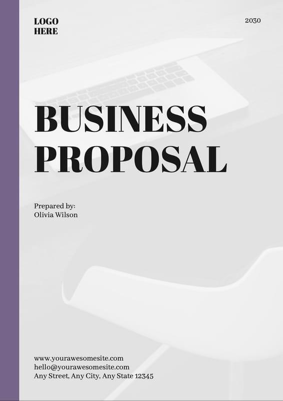 Gray And Purple Mininal Business Proposal