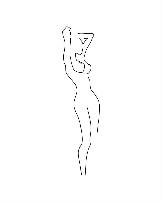 One Line Drawing Abstract Elegant Woman Wall Art Print
