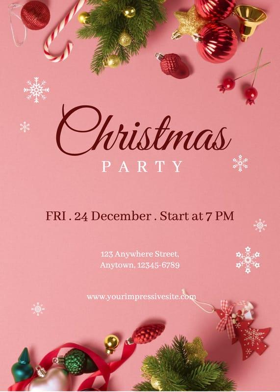 Pink And Red Christmas Event Party Invitation