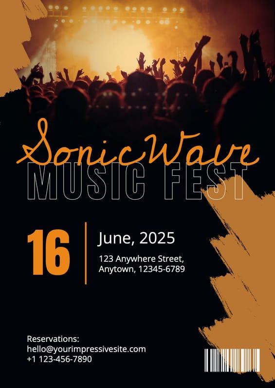 Black And Orange Music Fest Event Flyer