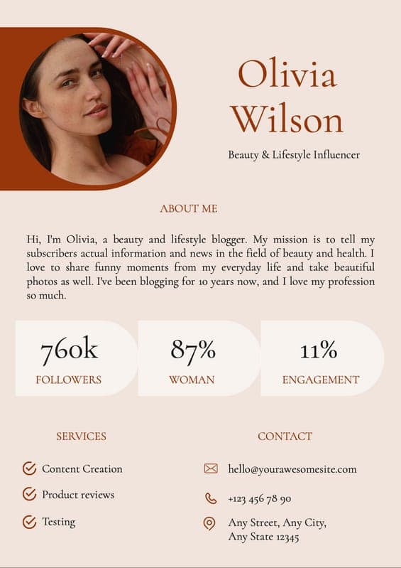 Beige Red Woman Lifestyle Media Kit