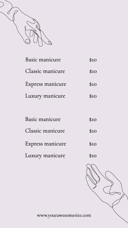 Purple Price List Line Hands Drawing Instagram Stories