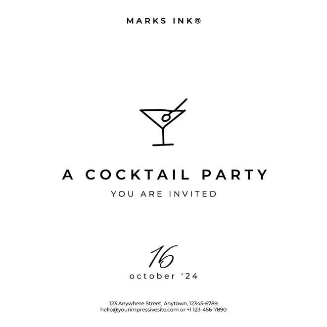 White And Black Cocktail Company Party Invitation