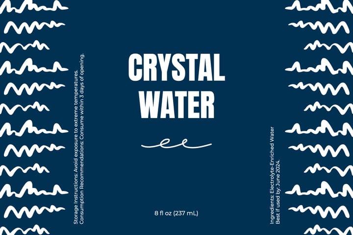 Blue Abstract Minimalism Water Bottle Label