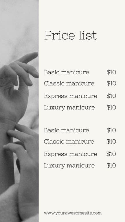 Price List Photo Instagram Stories