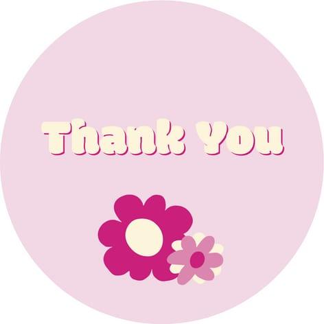 Pink Abstract Flower Thank You Sticker