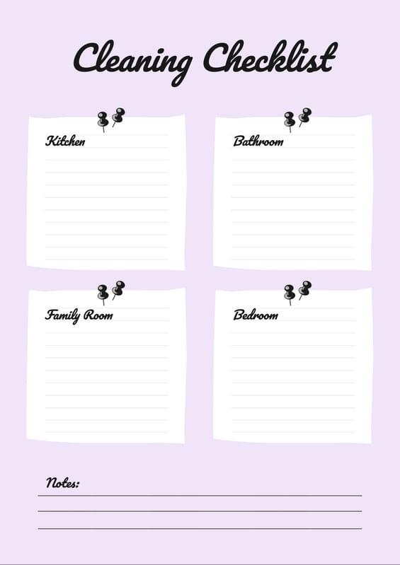 Purple White Notes Cleaning Checklist
