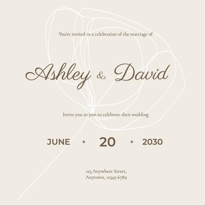 Beige Aesthetic Elegant Minimalistic Wedding Invitation