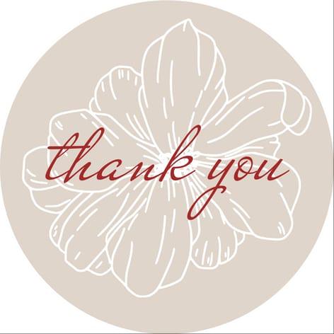 Beige And White Flower Thank You Sticker