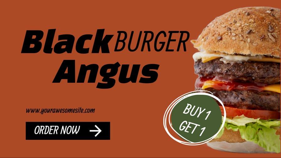 Black Angus Burger Red Banner