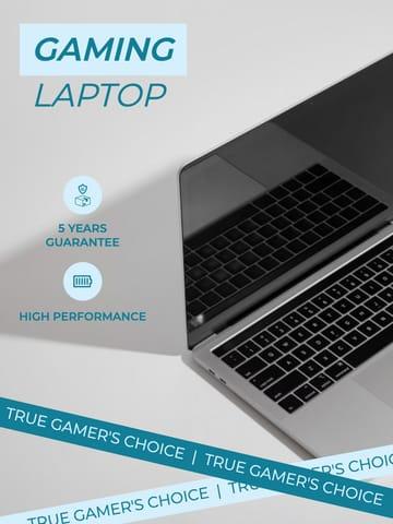 Gray And Blue Laptop Product Infographic