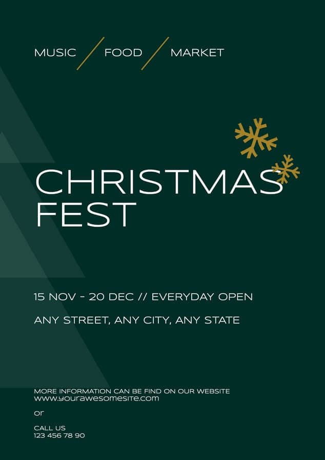 Christmas Festival Market Green Minimalism Poster
