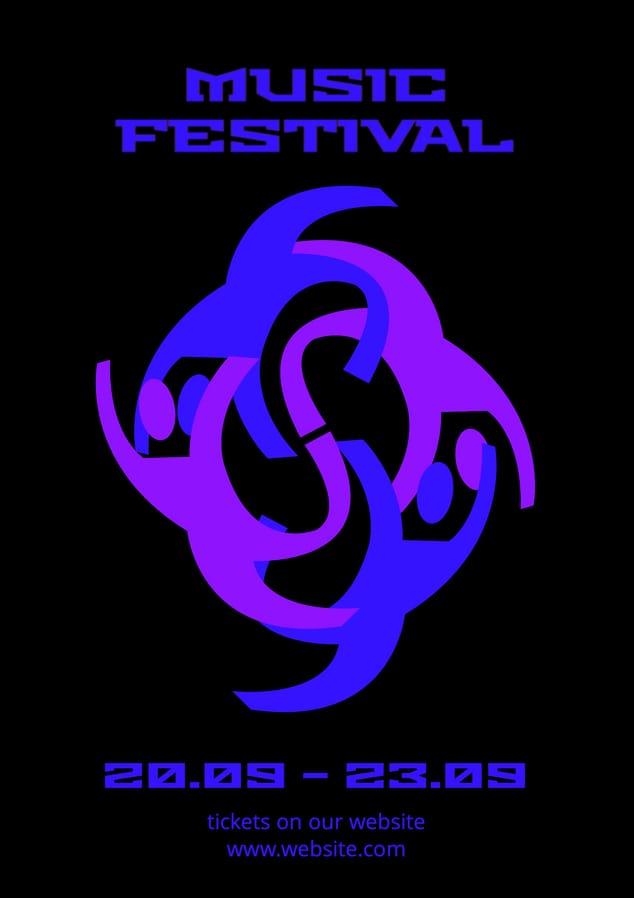 Black Blue Illustration Promo Event Music Festival Posters