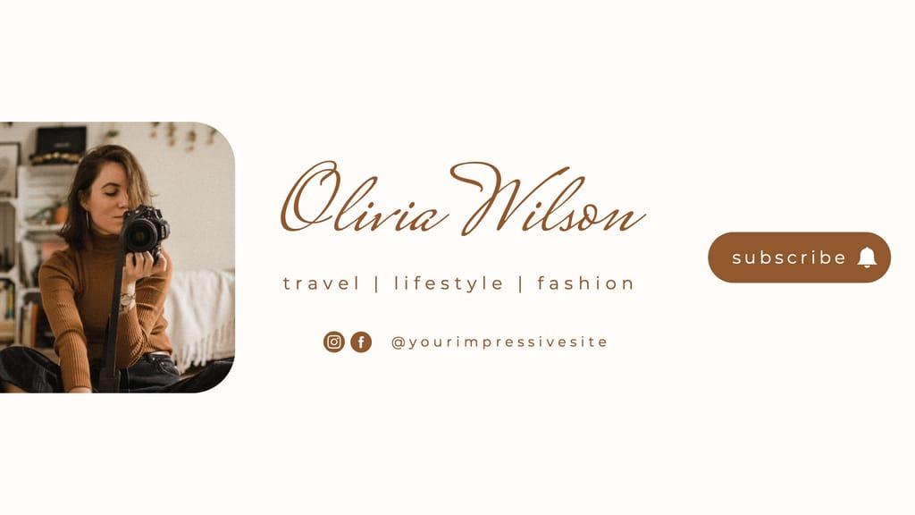 Beige And Brown Simple Elegant Woman YouTube Banner