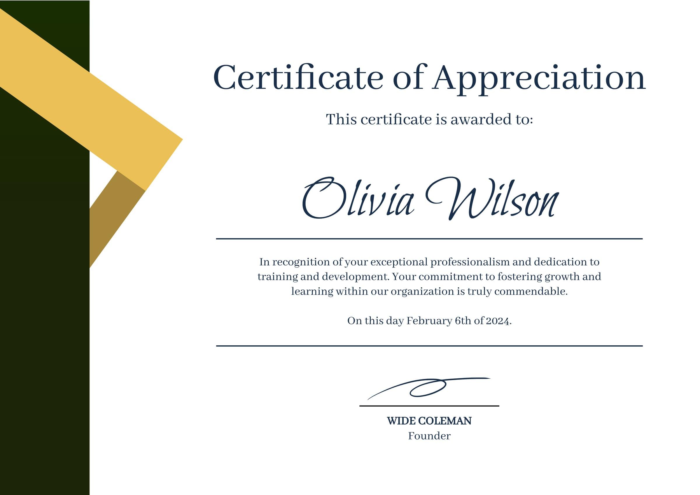White Elegant Certificate of Appreciation
