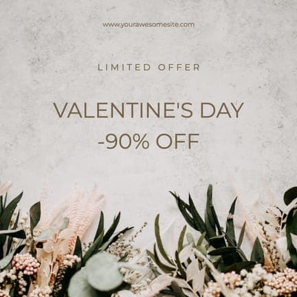 Beige Flower Photo Valentine's Sale Offer Instagram Post
