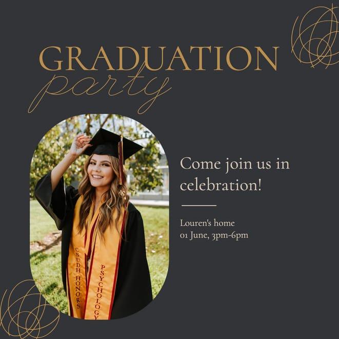Graduation Party Black And Gold Invitation (Square)