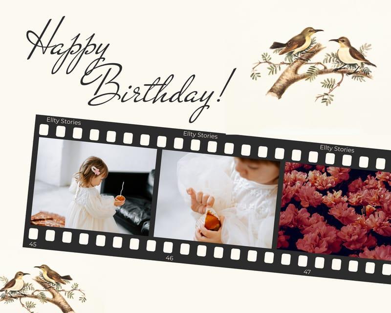 Beige Film Frame Happy Birthday Photo Collage