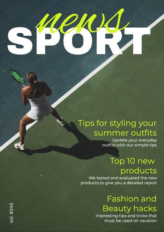 Green Tennis Sport Magazine Cover