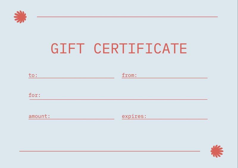 Blue And Red Minimal Gift Certificate