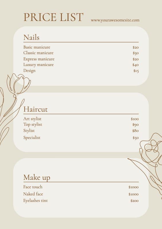 Beige Elegant Abstract Price List