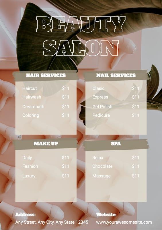 Beauty Salon Price List Flyer