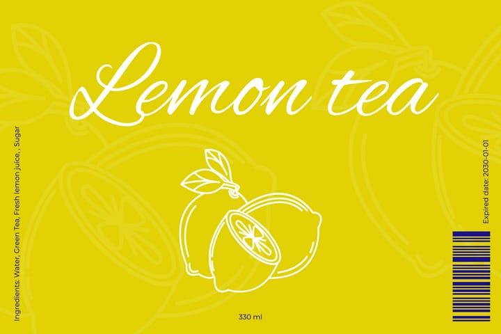 Yellow Lemon Tea Drink Label
