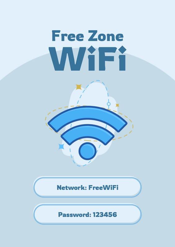 Free WiFi Zone Blue Poster