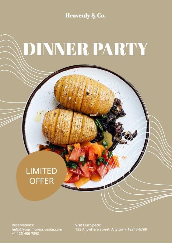 Beige Elegant Limited Offer Dinner Restaurant Flyer