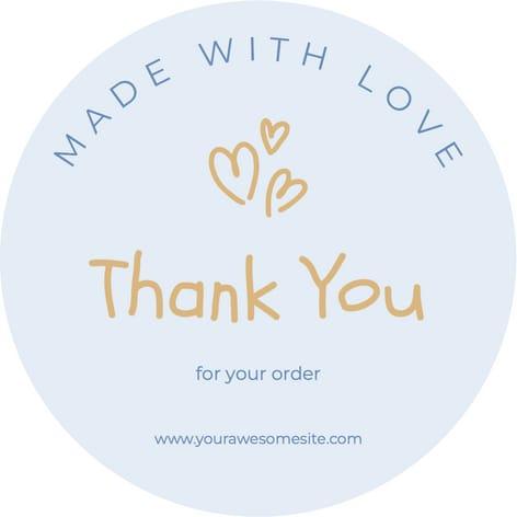 Blue And Beige Heart Thank You For Order Sticker