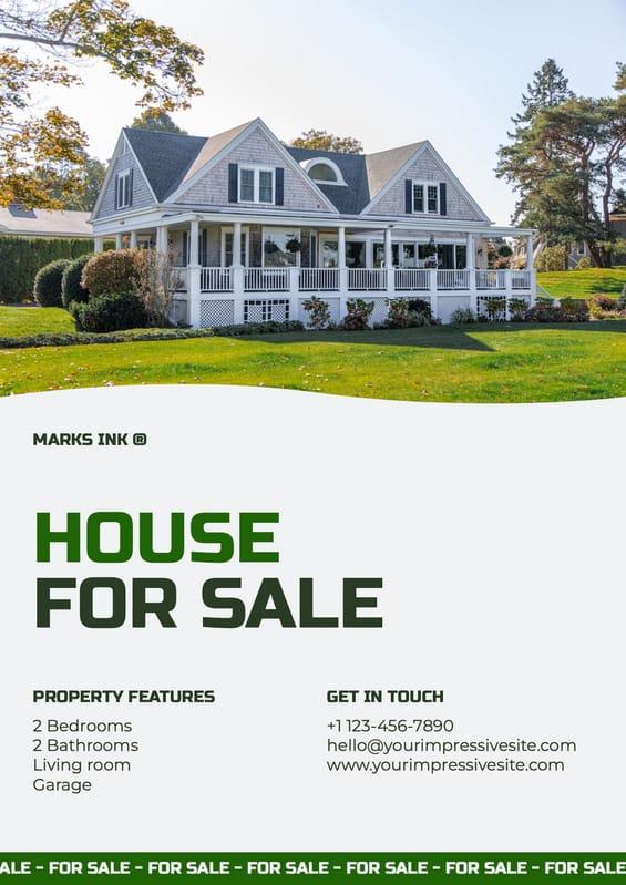 Gray And Green Minimalistic Elegant Real Estate Flyer