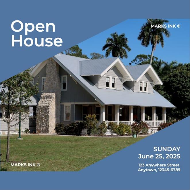 Blue Simple Open House Invitation