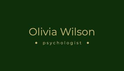 White And Green Simple Psychologist Business Card