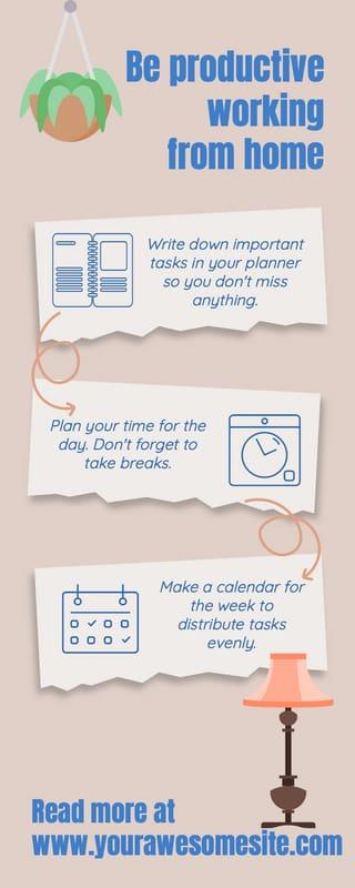 Be Productive Work Beige Illustration Instruction Infographic