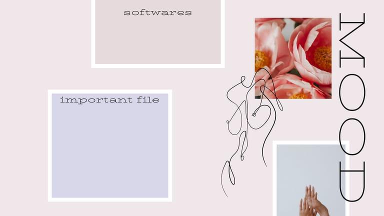 Pink Minimalist Moodboard Desktop Wallpaper