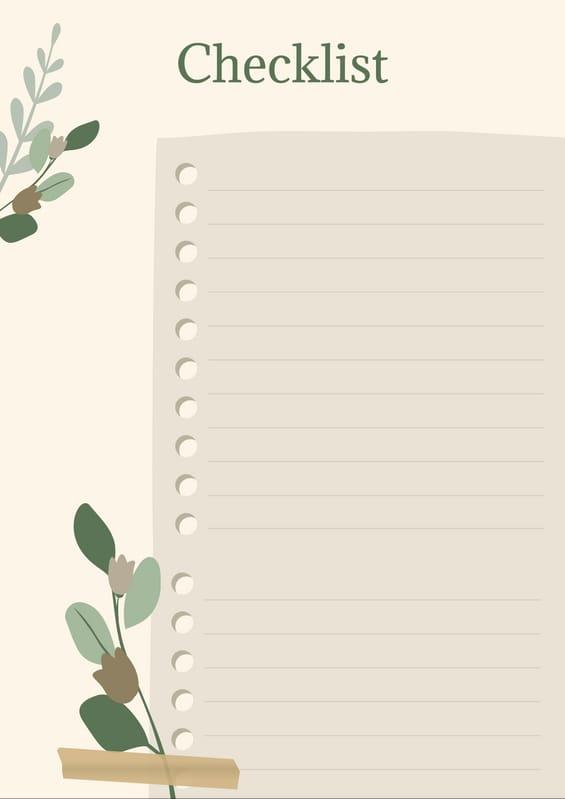 Yellow Green Leaf And Flower Notes Checklist