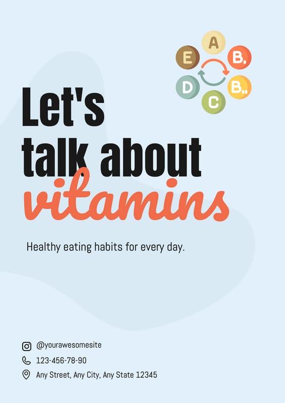 Blue Talk About Vitamins Poster