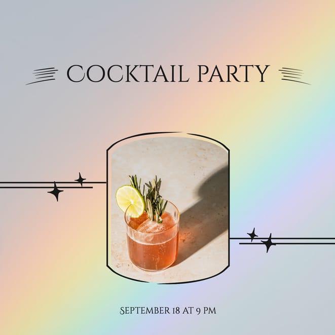 Cocktail Party Gradient Photo Invitation (Square)