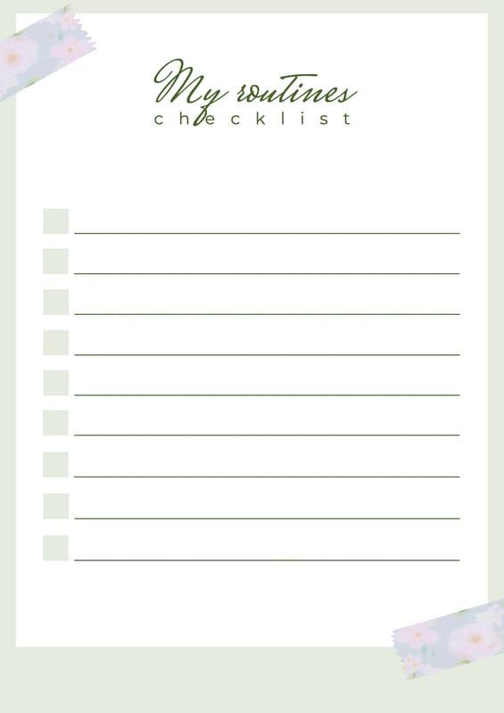 Green Aesthetic My Routines Daily Checklist