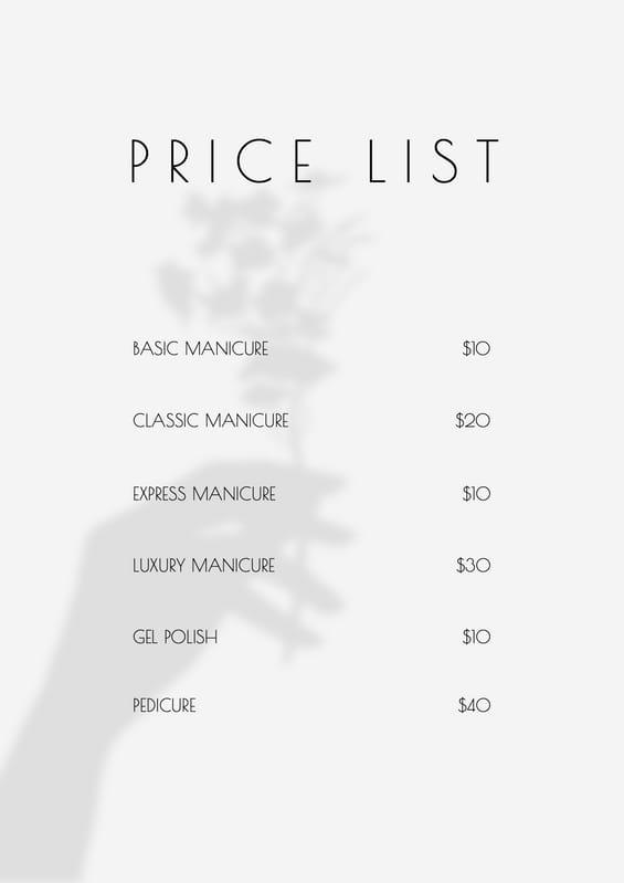 White And Hand Shadow Manicure Price List