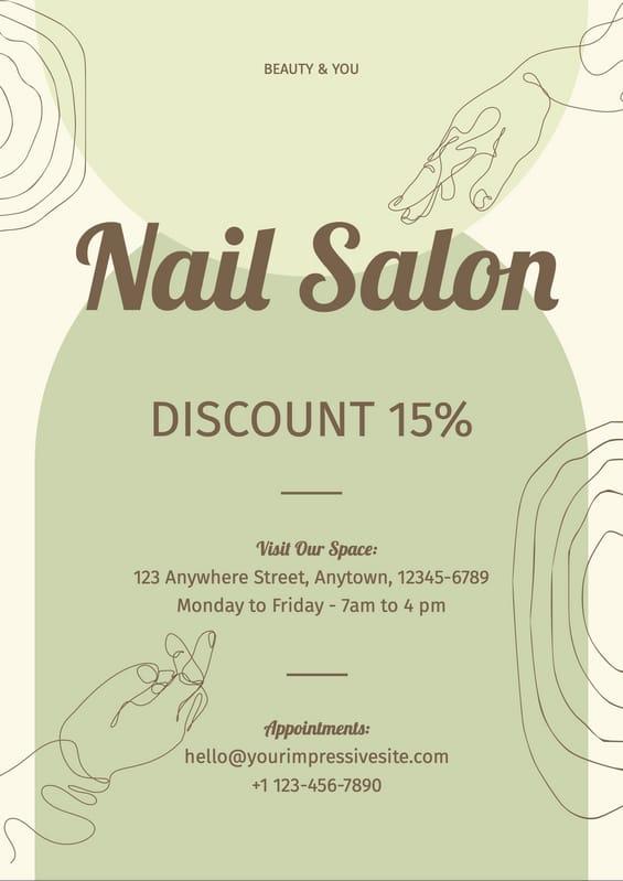 Yellow And Green Beauty Nail Salon Flyer