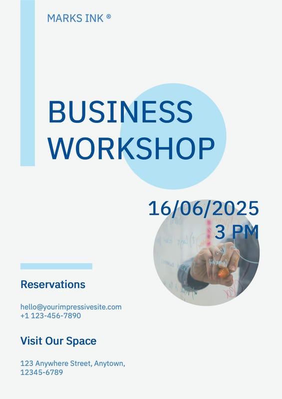 Blue Business Workshop Event Flyer