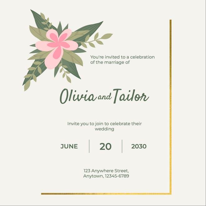 Beige Aesthetic Flower Wedding Invitation