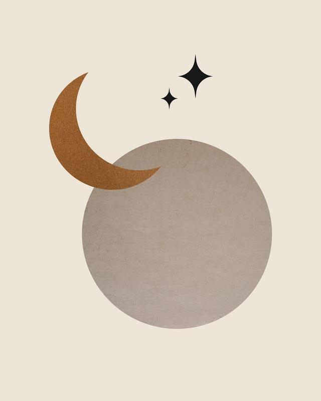 Bright Beige Abstract Sun And Moon Wall Art Prints
